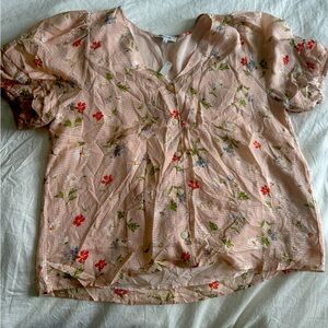 Pink floral blouse